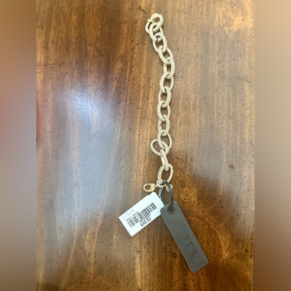 J Crew gold and crystal chain link bracelet - Picture 3 of 8